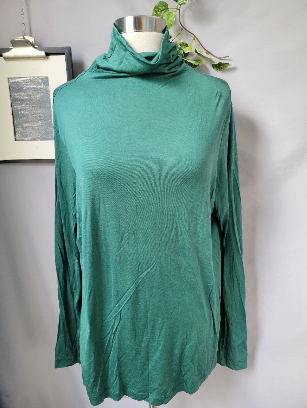 WinterSilks Turtleneck Silk Base Layer Midweight Long Sleeve Top Green XL